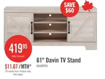 The Brick Davin 61 Rustic TV Stand with Storage and Cable Management for TVs up to 70- Whitewash offer