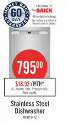 The Brick Maytag 24 50 dBA Built-In Front-Control Dishwasher - Fingerprint Resistant Stainless Steel - MDB494 offer