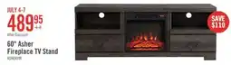 The Brick Asher 60 Rustic Electric Fireplace TV Stand with Storage & Cable Management for TVs up to 65- Bro offer