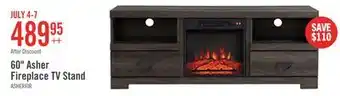 The Brick Asher 60 Rustic Electric Fireplace TV Stand with Storage & Cable Management for TVs up to 65- Bro offer