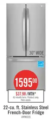 The Brick LG 30 22 Cu. Ft. French-Door Refrigerator - Smudge Proof Stainless Steel - LRFNS2200S offer