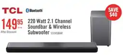 The Brick TCL 2.1 CH Bluetooth Dolby Atmos DTS Virtual:X Soundbar with Wireless Subwoofer (S55H) offer