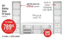 The Brick Oakley 59 Glam TV Stand with Storage and Cable Management for TVs up to 65- Silver offer