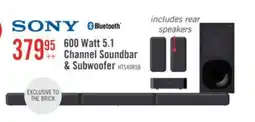 The Brick SONY 5.1 CH Dolby Digital Soundbar with Subwoofer and Wireless Rear Speakers (HTS40R) offer
