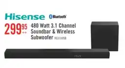 The Brick HISENSE 3.1 CH Dolby Audio DTS Virtual:X Soundbar with Wireless 480W Subwoofer (HS3100) offer