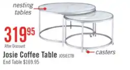 The Brick Josie 36 Glam Round Glass Top Nesting Coffee Tables - Grey Marble Look with Metal Legs offer
