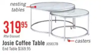 The Brick Josie 36 Glam Round Glass Top Nesting Coffee Tables - Grey Marble Look with Metal Legs offer