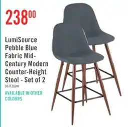 The Brick LumiSource Pebble Blue Fabric Mid- Century Modern Counter-Height Stool - Set of 2 offer