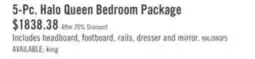 The Brick Halo 5pc Bedroom Set with Bed, Dresser & Mirror, LED, Glam, White - Queen Size offer