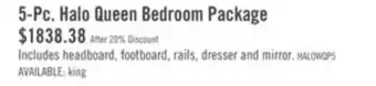 The Brick Halo 5pc Bedroom Set with Bed, Dresser & Mirror, LED, Glam, White - Queen Size offer