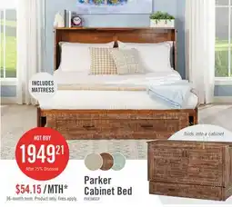 The Brick Parker Cabinet Bed with Memory Foam Mattress, Weathered Brown - Queen Size offer