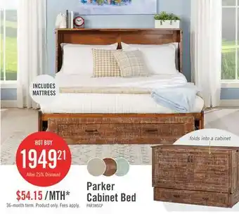 The Brick Parker Cabinet Bed with Memory Foam Mattress, Weathered Brown - Queen Size offer