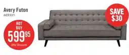 The Brick Avery 81.5 Linen-Look Fabric Klik Klak Futon with Tufting and Two Armrest Pillows - Grey offer