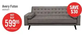 The Brick Avery 81.5 Linen-Look Fabric Klik Klak Futon with Tufting and Two Armrest Pillows - Grey offer