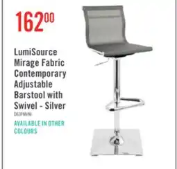 The Brick LumiSource Mirage Fabric Contemporary Adjustable Barstool with Swivel - Silver offer