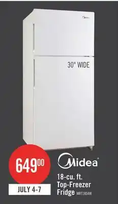 The Brick Midea 18 Cu. Ft. Top-Freezer Refrigerator - MRT18S4AWW offer