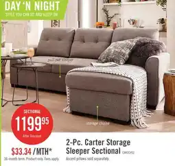 The Brick Carter 2-Piece Left-Facing Linen-Look Fabric Sleeper Sectional with Storage Chaise - Solis Grey offer