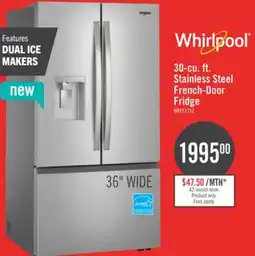 The Brick Whirlpool 36 30 Cu. Ft. French-Door Refrigerator with Dual Ice Makers - Stainless Steel - WRFF3736SZ offer