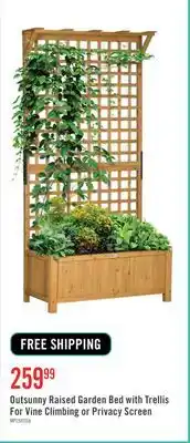 The Brick Outsunny Raised Garden Bed with Trellis For Vine Climbing or Privacy Screen offer