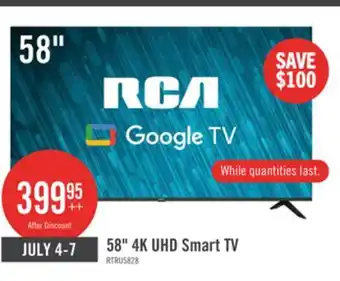 The Brick RCA 58 4K Roku Smart TV offer