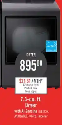 The Brick LG 7.3 Cu. Ft. Electric Dryer with AI Sensing and ThinQ - Platinum Black - DLE8200L offer