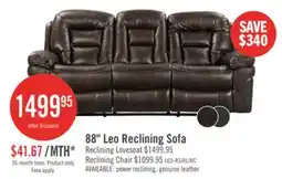 The Brick Leo 87.5 Leather-Look Fabric Reclining Sofa - Walnut Brown offer