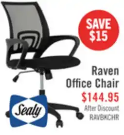 The Brick Sealy Raven 25.2 Adjustable Ergonomic Office Chair with Mesh Padding - Black offer