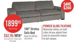 The Brick Stratus 108 Faux Fur Fabric Full-Size Sofa Bed with Power Sliding - Fog Grey offer