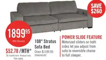 The Brick Stratus 108 Faux Fur Fabric Full-Size Sofa Bed with Power Sliding - Fog Grey offer