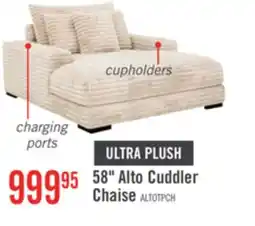 The Brick Alto 58 Ultra Plush Faux Fur Fabric Chaise Lounge with Dual Cupholders and USB Port - Taupe offer