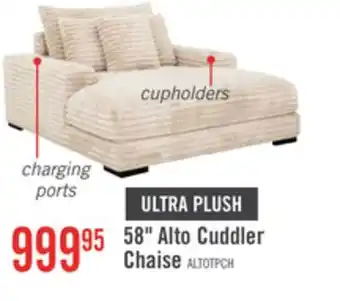 The Brick Alto 58 Ultra Plush Faux Fur Fabric Chaise Lounge with Dual Cupholders and USB Port - Taupe offer