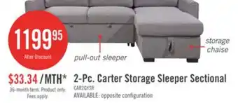 The Brick Carter 2-Piece Right-Facing Linen-Look Fabric Sleeper Sectional with Storage Chaise - Solis Grey offer
