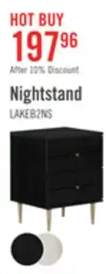 The Brick Lake Bedside 2-Drawer Nightstand, 19.5W x 25.5H, Made in Canada, Glam - Black offer