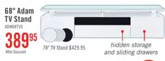 The Brick Adam 68 Modern TV Stand with Storage and Cable Management for TVs up to 75- White offer