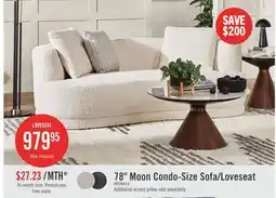 The Brick Moon 78 Fabric Curved Loveseat with Accent Pillows - Wooly Almond White offer