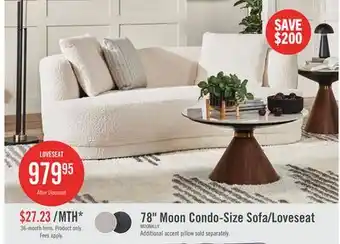 The Brick Moon 78 Fabric Curved Loveseat with Accent Pillows - Wooly Almond White offer