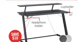 The Brick Sparta 48 Gaming Office Desk with Raised Monitor Shelf - Black with Red Accents offer