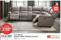 The Brick Marcel 6-Piece Genuine Leather Power Reclining Sectional with Storage Console and USB Port - Grey offer
