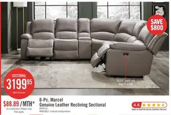 The Brick Marcel 6-Piece Genuine Leather Power Reclining Sectional with Storage Console and USB Port - Grey offer