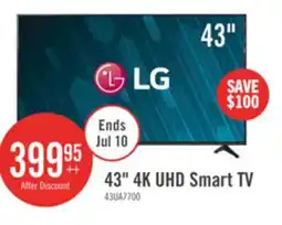 The Brick LG 43 UA77 4K UHD Smart TV offer