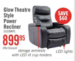 The Brick Glow 33 Fabric Power Reclining Chair with Storage Armrests - Black offer