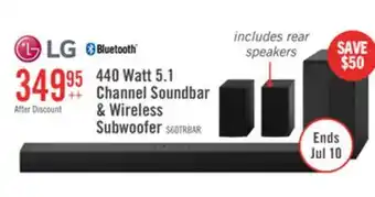 The Brick LG 5.1 CH Bluetooth Dolby Digital Soundbar with Rear Speakers and Wireless Subwoofer (S60TR.ACANLLK) offer