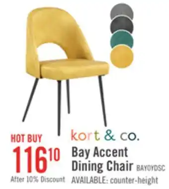 The Brick Kort & Co. Bay Dining Chair with Vegan Leather Fabric, Metal - Mustard offer