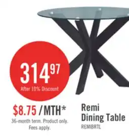 The Brick Remi Dining Table with Glass Top & Wood Geometric Base, 42W Round - Black offer