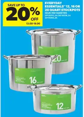 Real Canadian Superstore EVERYDAY ESSENTIALS 12, 16 OR 20 QUART STOCKPOTS offer