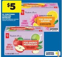 Real Canadian Superstore PC FUNCTIONAL SPARKLING BEVERAGE, 6X355 ML offer