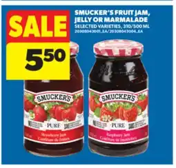 Real Canadian Superstore SMUCKER'S FRUIT JAM, JELLY OR MARMALADE, 310/500 ML offer