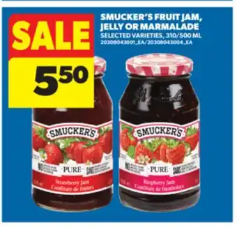 Real Canadian Superstore SMUCKER'S FRUIT JAM, JELLY OR MARMALADE, 310/500 ML offer