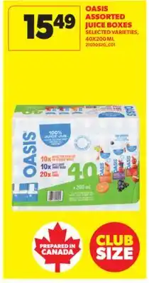 Real Canadian Superstore OASIS ASSORTED JUICE BOXES, 40X200ML offer