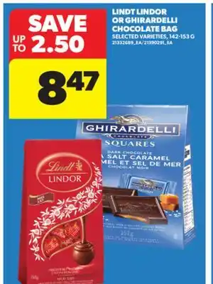 Real Canadian Superstore LINDT LINDOR OR GHIRARDELLI CHOCOLATE BAG, 142-153 G offer